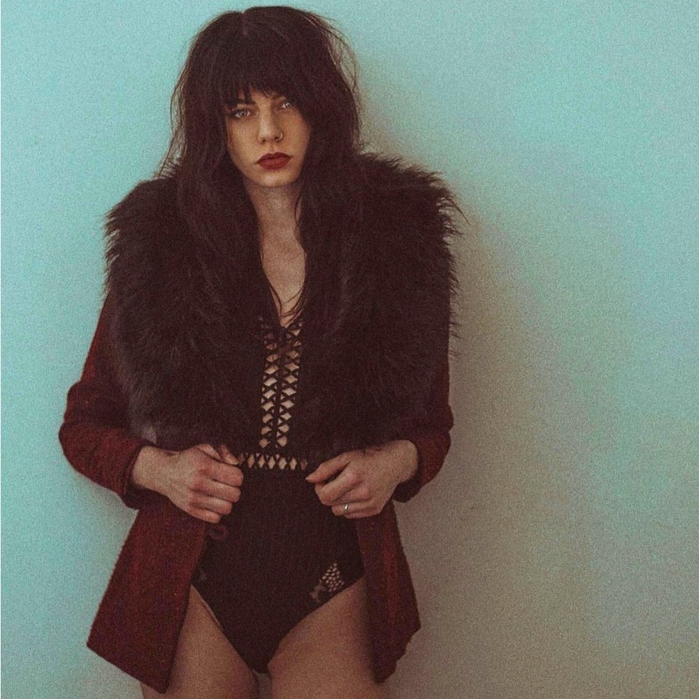 Burgundy H&M Faux Fur Jacket